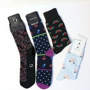 New socks 4 pairs printed men unisex gift Grafton Bellissimo black tropical 7-12
